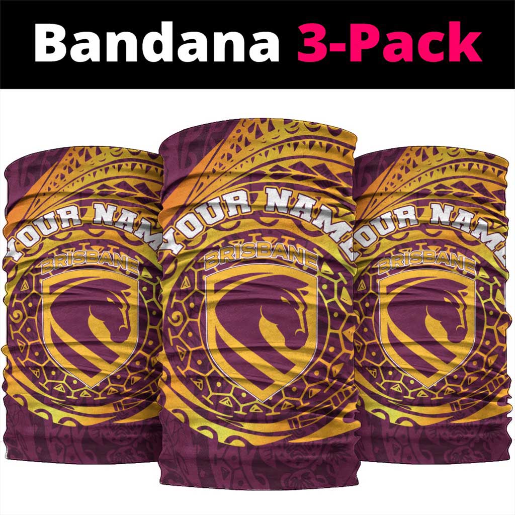 Personalized Brisbane Broncos Neck Gaiter Polynesian Tribal Chest and Sleeve Tattoo