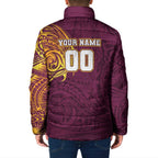 Personalized Brisbane Broncos Padded Jacket Polynesian Tribal Chest and Sleeve Tattoo