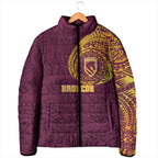 Personalized Brisbane Broncos Padded Jacket Polynesian Tribal Chest and Sleeve Tattoo