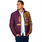 Personalized Brisbane Broncos Padded Jacket Polynesian Tribal Chest and Sleeve Tattoo