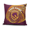 Personalized Brisbane Broncos Pillow Cover Polynesian Tribal Chest and Sleeve Tattoo