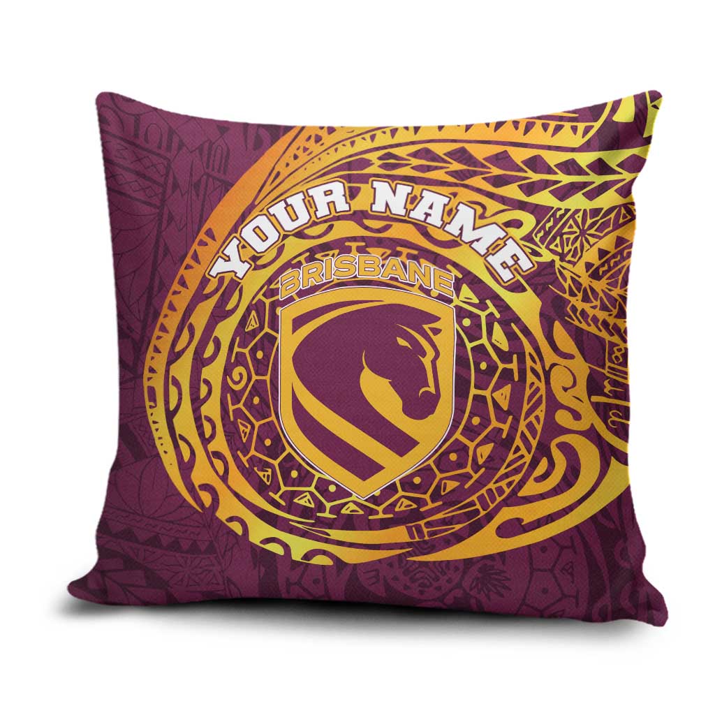 Personalized Brisbane Broncos Pillow Cover Polynesian Tribal Chest and Sleeve Tattoo