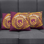Personalized Brisbane Broncos Pillow Cover Polynesian Tribal Chest and Sleeve Tattoo