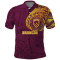 Personalized Brisbane Broncos Polo Shirt Polynesian Tribal Chest and Sleeve Tattoo