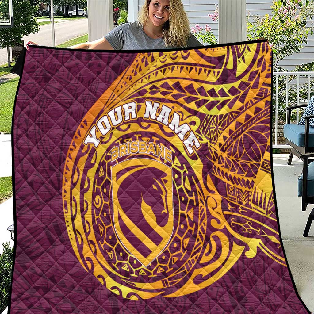Personalized Brisbane Broncos Quilt Polynesian Tribal Chest and Sleeve Tattoo