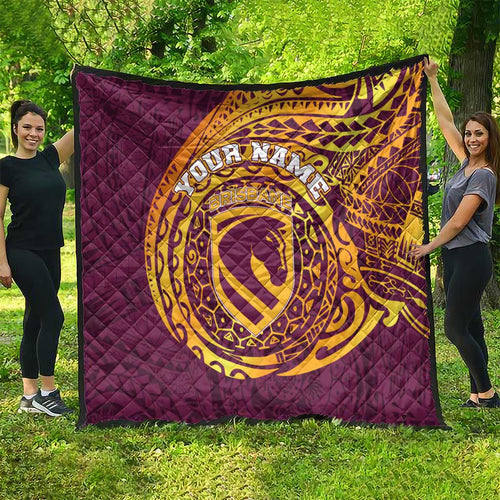 Personalized Brisbane Broncos Quilt Polynesian Tribal Chest and Sleeve Tattoo