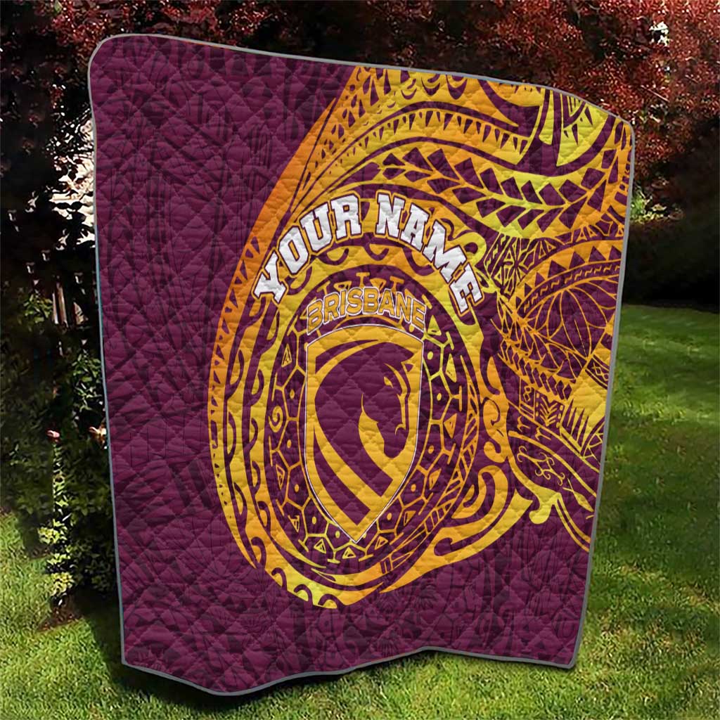 Personalized Brisbane Broncos Quilt Polynesian Tribal Chest and Sleeve Tattoo