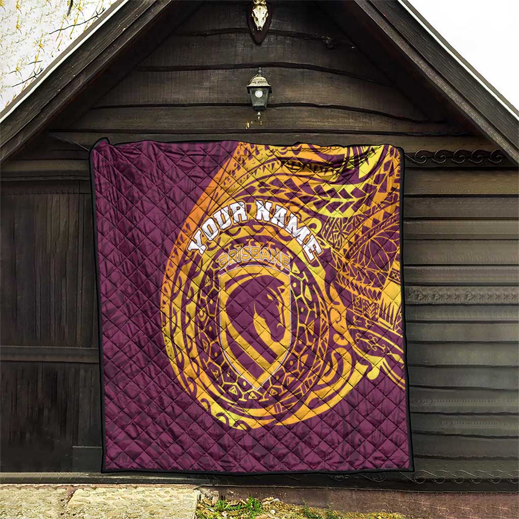 Personalized Brisbane Broncos Quilt Polynesian Tribal Chest and Sleeve Tattoo