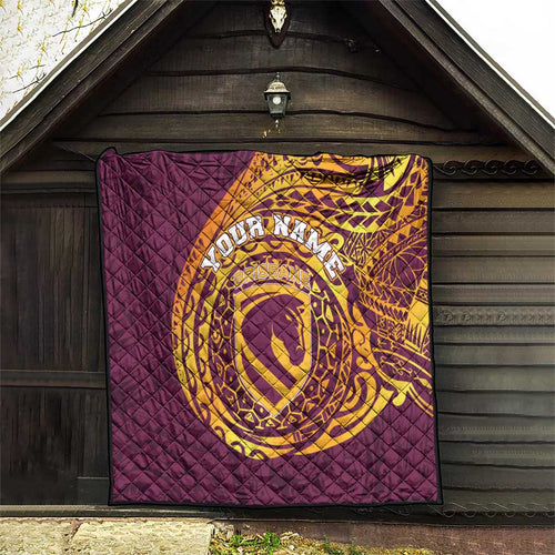 Personalized Brisbane Broncos Quilt Polynesian Tribal Chest and Sleeve Tattoo