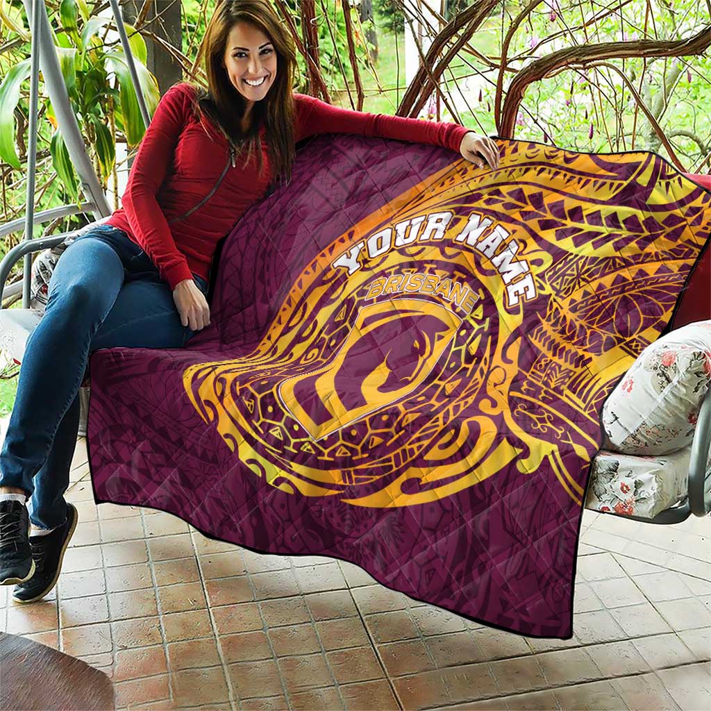 Personalized Brisbane Broncos Quilt Polynesian Tribal Chest and Sleeve Tattoo