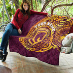 Personalized Brisbane Broncos Quilt Polynesian Tribal Chest and Sleeve Tattoo