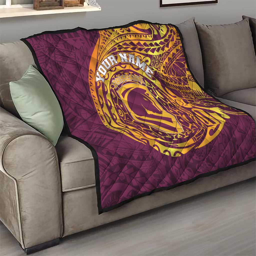 Personalized Brisbane Broncos Quilt Polynesian Tribal Chest and Sleeve Tattoo