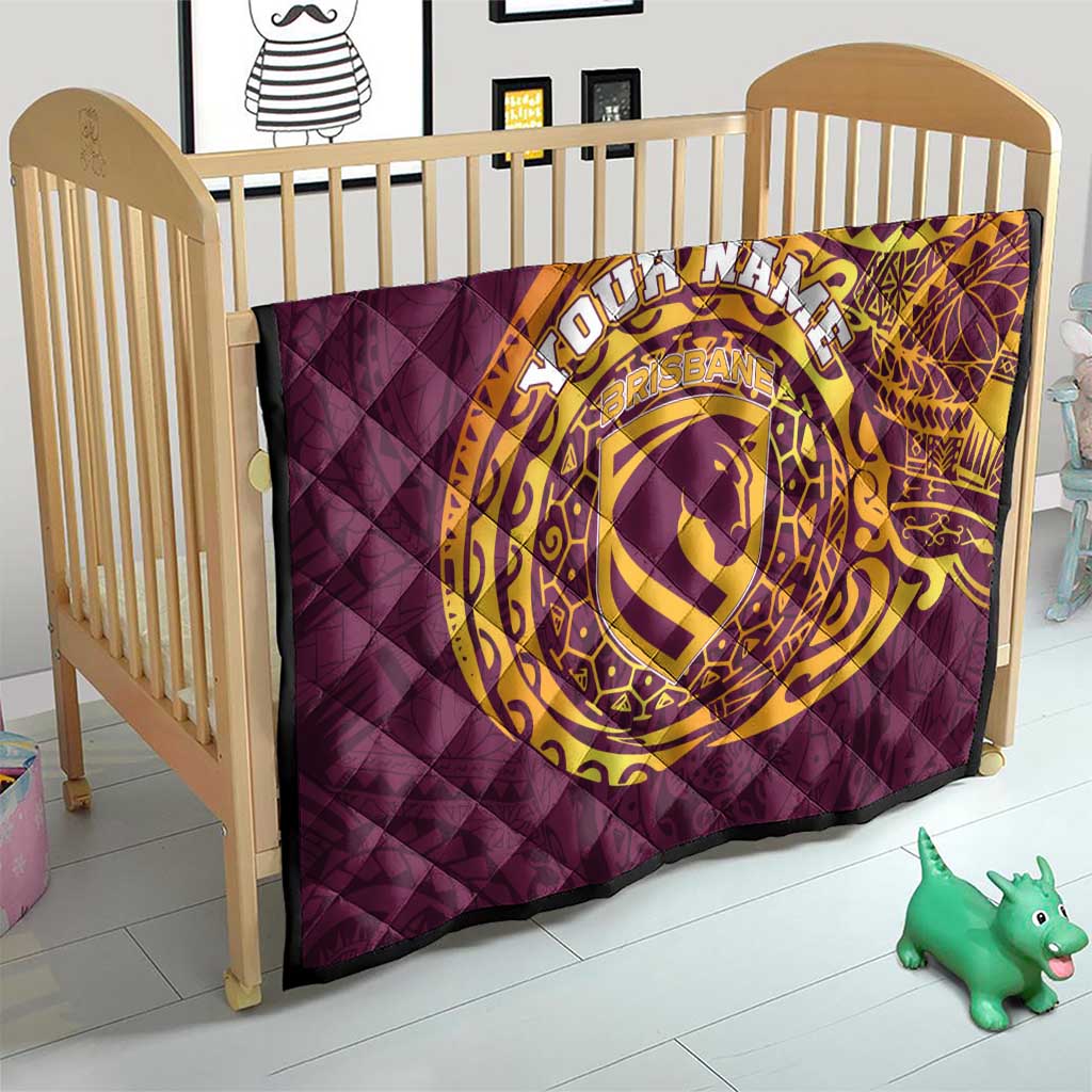 Personalized Brisbane Broncos Quilt Polynesian Tribal Chest and Sleeve Tattoo