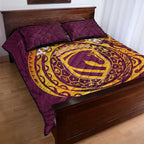 Personalized Brisbane Broncos Quilt Bed Set Polynesian Tribal Chest and Sleeve Tattoo