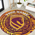 Personalized Brisbane Broncos Round Carpet Polynesian Tribal Chest and Sleeve Tattoo