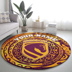 Personalized Brisbane Broncos Round Carpet Polynesian Tribal Chest and Sleeve Tattoo