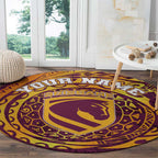 Personalized Brisbane Broncos Round Carpet Polynesian Tribal Chest and Sleeve Tattoo