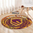 Personalized Brisbane Broncos Round Carpet Polynesian Tribal Chest and Sleeve Tattoo