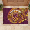 Personalized Brisbane Broncos Rubber Doormat Polynesian Tribal Chest and Sleeve Tattoo