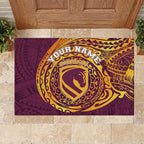 Personalized Brisbane Broncos Rubber Doormat Polynesian Tribal Chest and Sleeve Tattoo