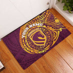Personalized Brisbane Broncos Rubber Doormat Polynesian Tribal Chest and Sleeve Tattoo