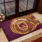 Personalized Brisbane Broncos Rubber Doormat Polynesian Tribal Chest and Sleeve Tattoo