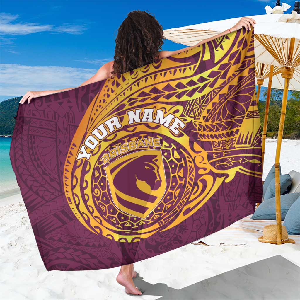 Personalized Brisbane Broncos Sarong Polynesian Tribal Chest and Sleeve Tattoo