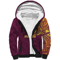 Personalized Brisbane Broncos Sherpa Hoodie Polynesian Tribal Chest and Sleeve Tattoo