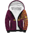 Personalized Brisbane Broncos Sherpa Hoodie Polynesian Tribal Chest and Sleeve Tattoo