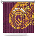 Personalized Brisbane Broncos Shower Curtain Polynesian Tribal Chest and Sleeve Tattoo