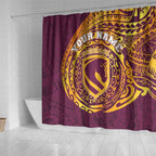 Personalized Brisbane Broncos Shower Curtain Polynesian Tribal Chest and Sleeve Tattoo