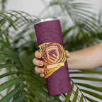 Personalized Brisbane Broncos Skinny Tumbler Polynesian Tribal Chest and Sleeve Tattoo
