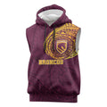 Personalized Brisbane Broncos Sleeveless Hoodie Polynesian Tribal Chest and Sleeve Tattoo