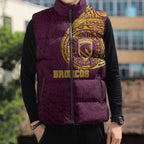 Personalized Brisbane Broncos Sleeveless Puffer Jacket Polynesian Tribal Chest and Sleeve Tattoo