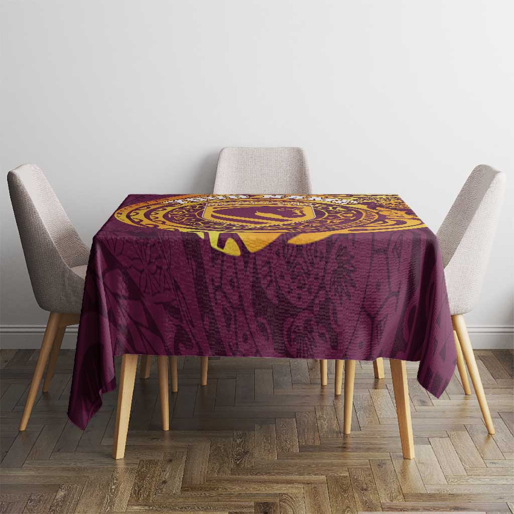Personalized Brisbane Broncos Tablecloth Polynesian Tribal Chest and Sleeve Tattoo