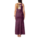 Personalized Brisbane Broncos Tank Maxi Dress Polynesian Tribal Chest and Sleeve Tattoo