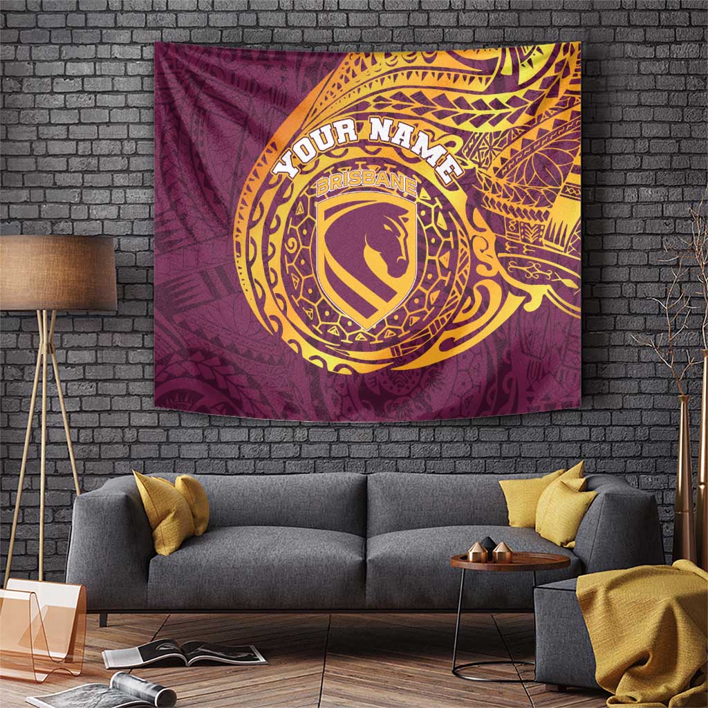 Personalized Brisbane Broncos Tapestry Polynesian Tribal Chest and Sleeve Tattoo