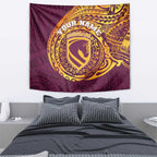 Personalized Brisbane Broncos Tapestry Polynesian Tribal Chest and Sleeve Tattoo