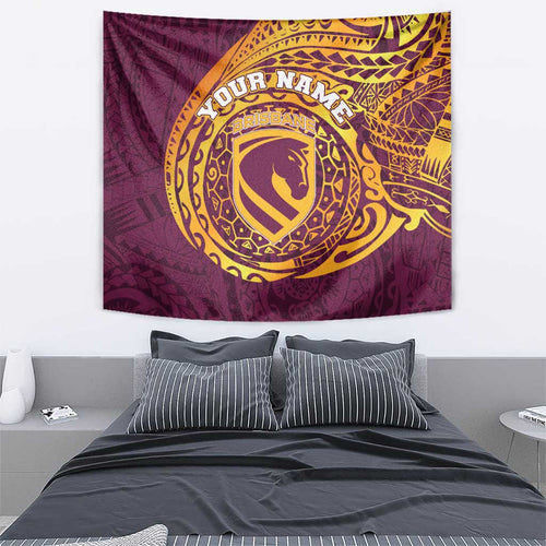 Personalized Brisbane Broncos Tapestry Polynesian Tribal Chest and Sleeve Tattoo