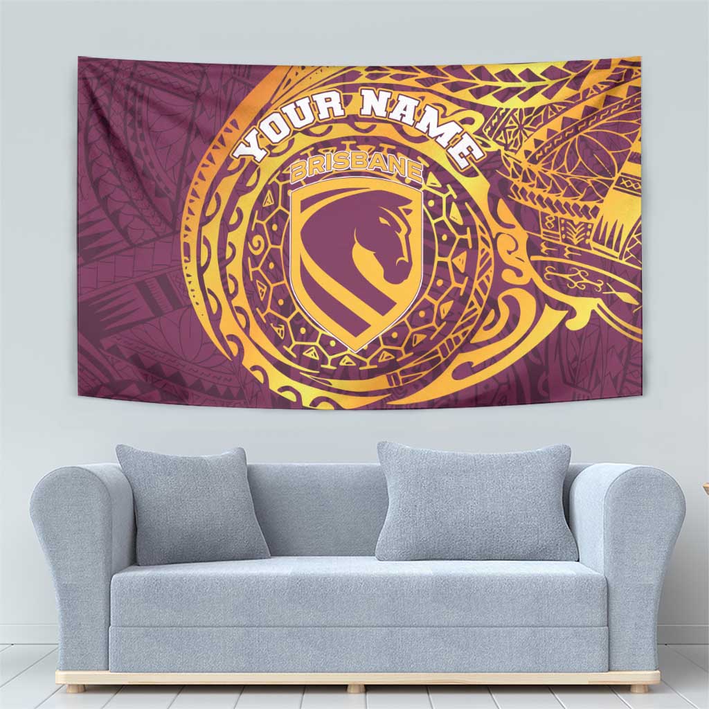 Personalized Brisbane Broncos Tapestry Polynesian Tribal Chest and Sleeve Tattoo