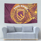 Personalized Brisbane Broncos Tapestry Polynesian Tribal Chest and Sleeve Tattoo