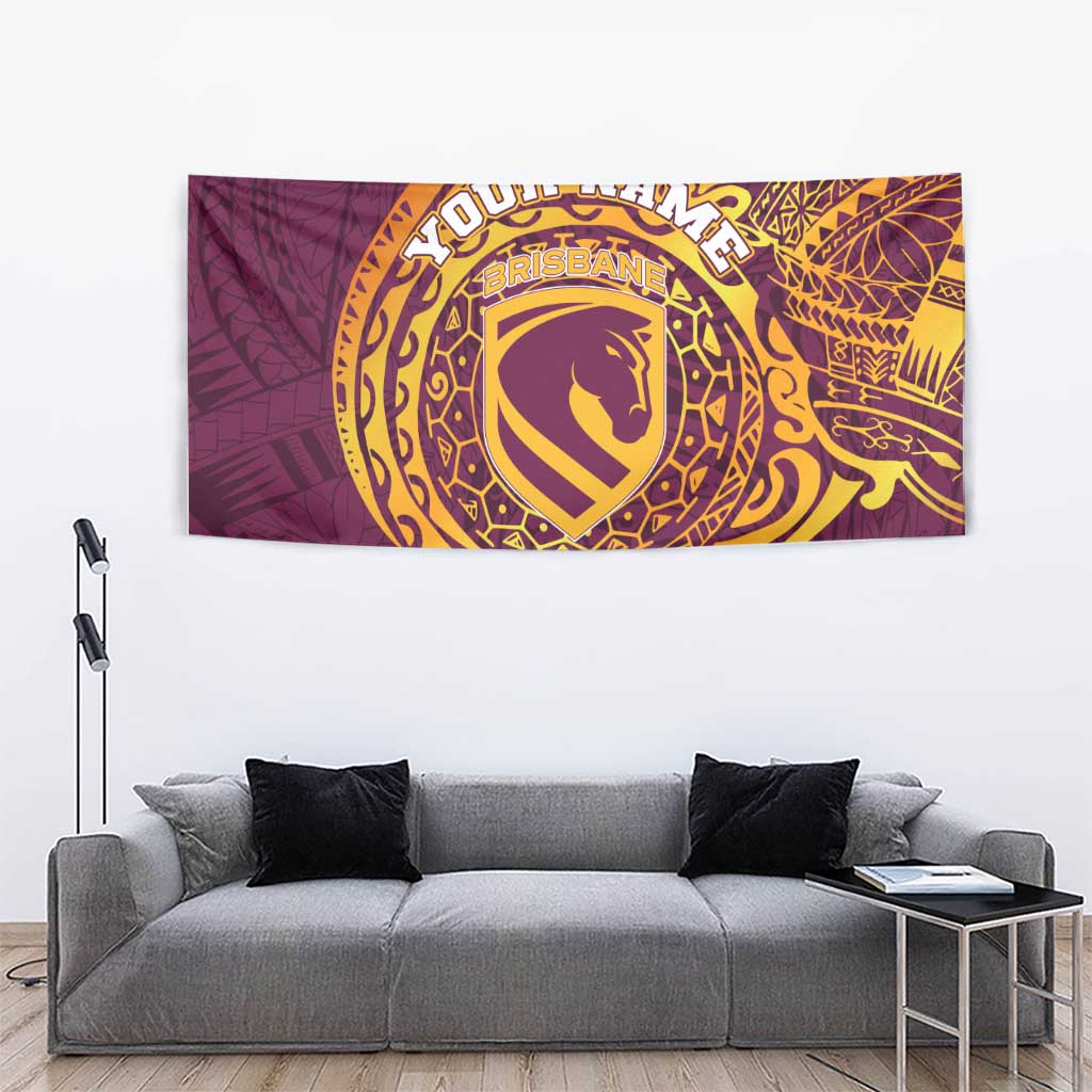 Personalized Brisbane Broncos Tapestry Polynesian Tribal Chest and Sleeve Tattoo