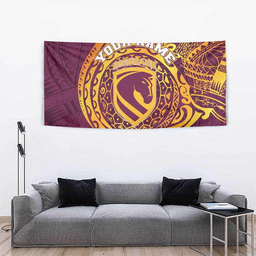 Personalized Brisbane Broncos Tapestry Polynesian Tribal Chest and Sleeve Tattoo