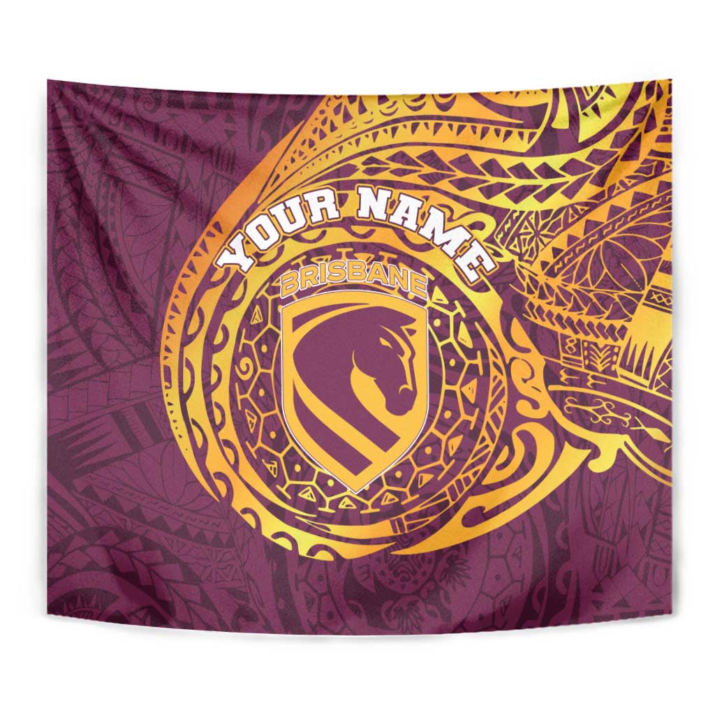 Personalized Brisbane Broncos Tapestry Polynesian Tribal Chest and Sleeve Tattoo