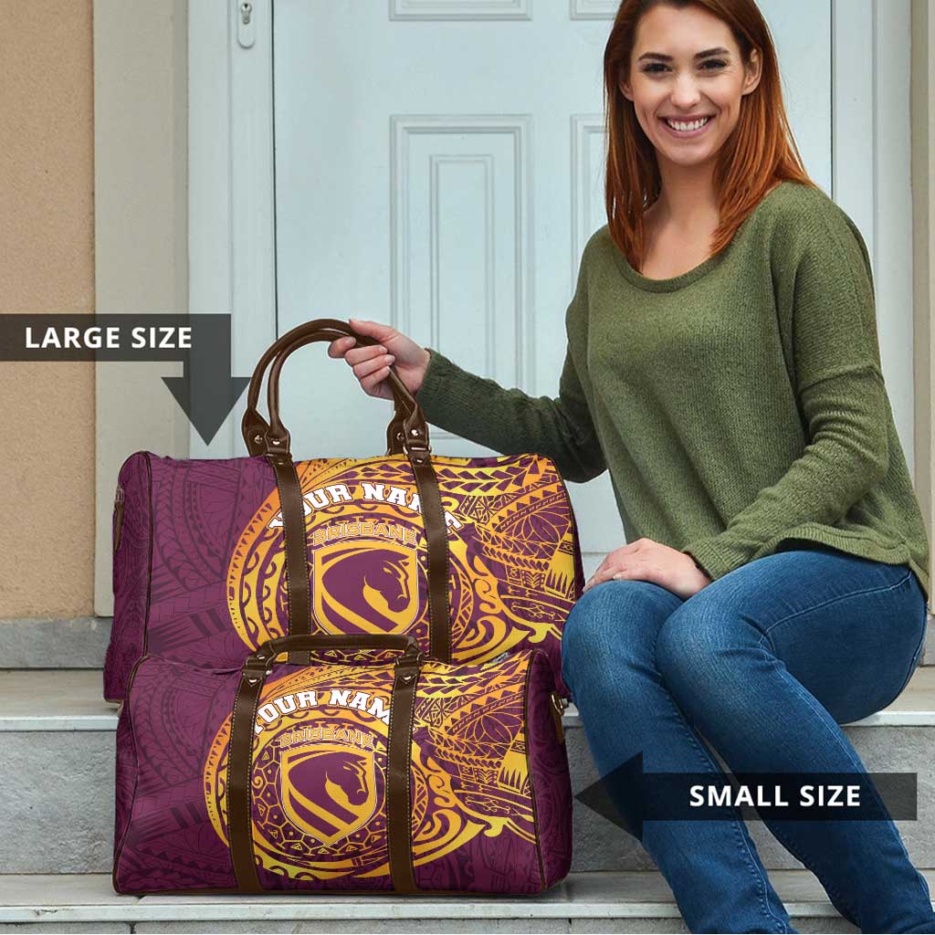 Personalized Brisbane Broncos Travel Bag Polynesian Tribal Chest and Sleeve Tattoo