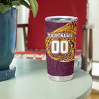 Personalized Brisbane Broncos Tumbler Cup Polynesian Tribal Chest and Sleeve Tattoo