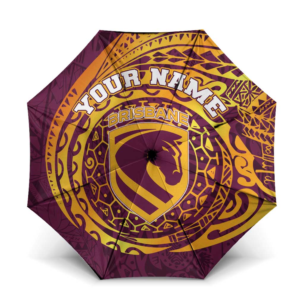 Personalized Brisbane Broncos Umbrella Polynesian Tribal Chest and Sleeve Tattoo
