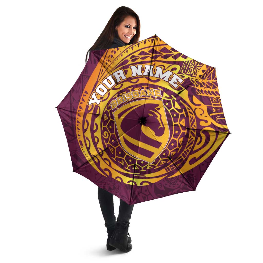 Personalized Brisbane Broncos Umbrella Polynesian Tribal Chest and Sleeve Tattoo