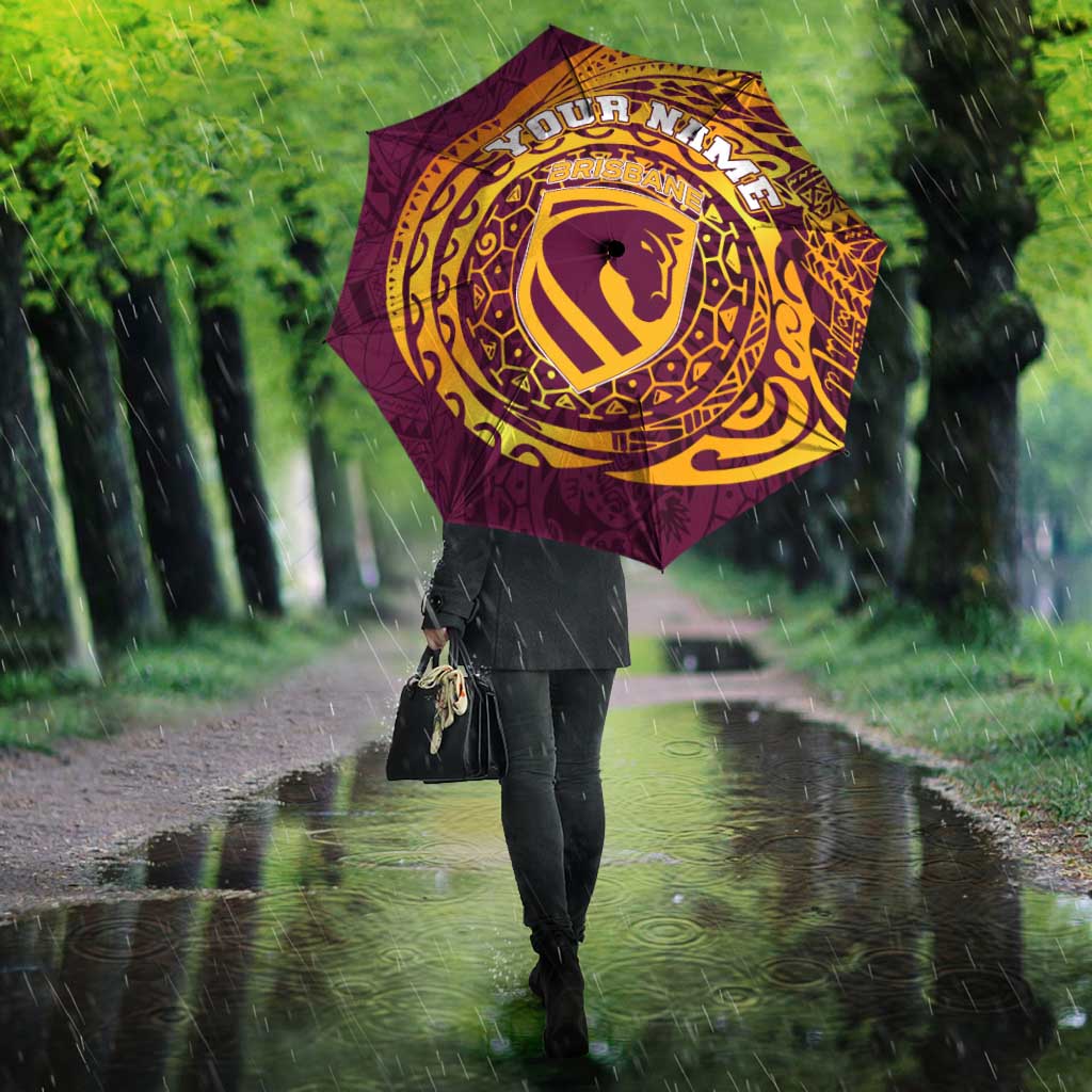 Personalized Brisbane Broncos Umbrella Polynesian Tribal Chest and Sleeve Tattoo