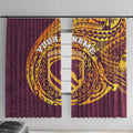 Personalized Brisbane Broncos Window Curtain Polynesian Tribal Chest and Sleeve Tattoo